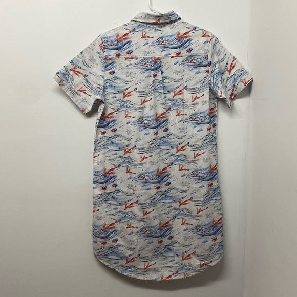 Corona x Adolfo Correa Flying Fish Design White Shirt Dress Size Medium - Picture 3 of 11